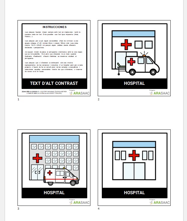 Cartells amb pictogrames d'ARASAAC- ACCESSIBILITAT COGNITIVA A HOSPITALS I CENTRES DE SALUT